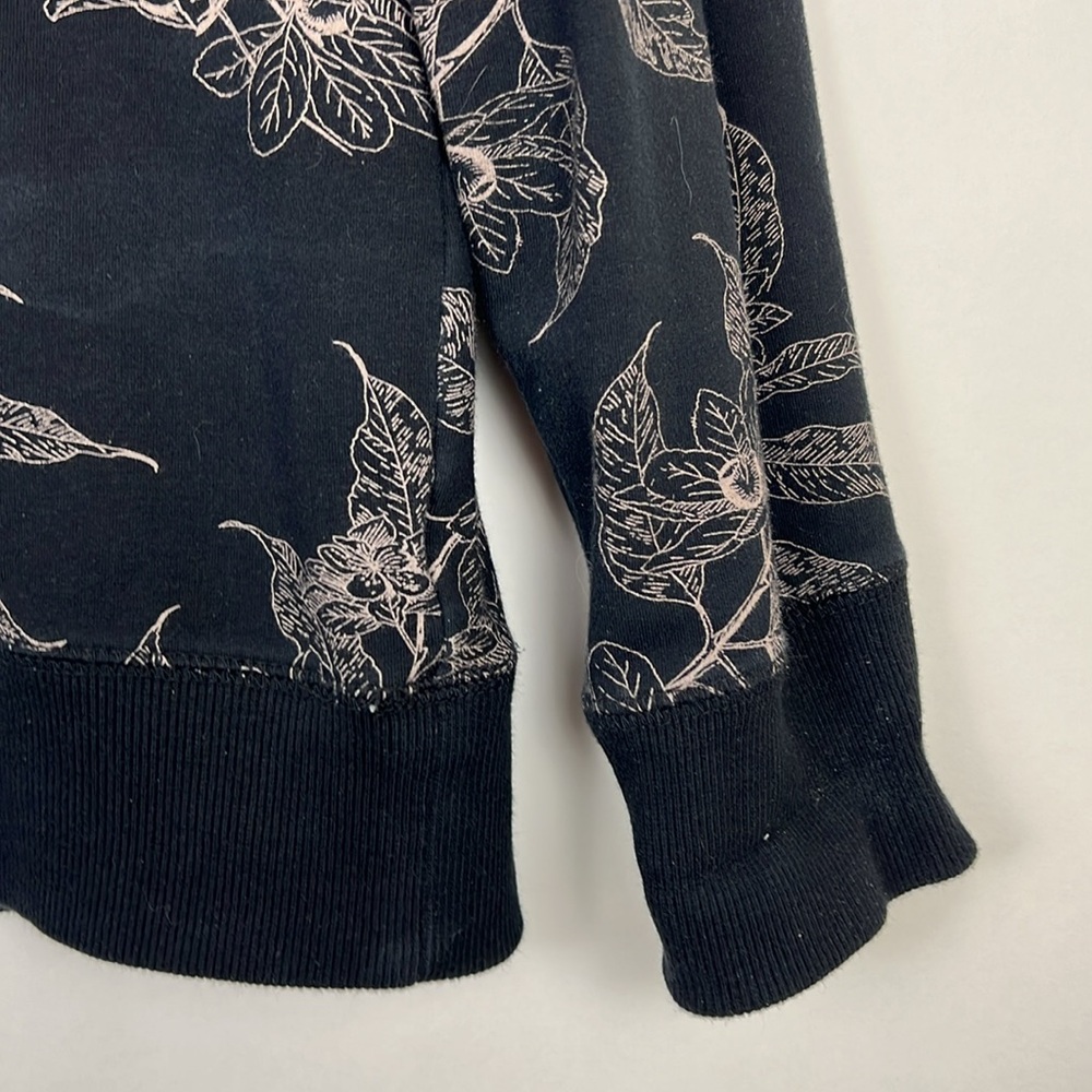 Style & Co Floral Black Sweatshirt tan print M - Picture 6 of 9